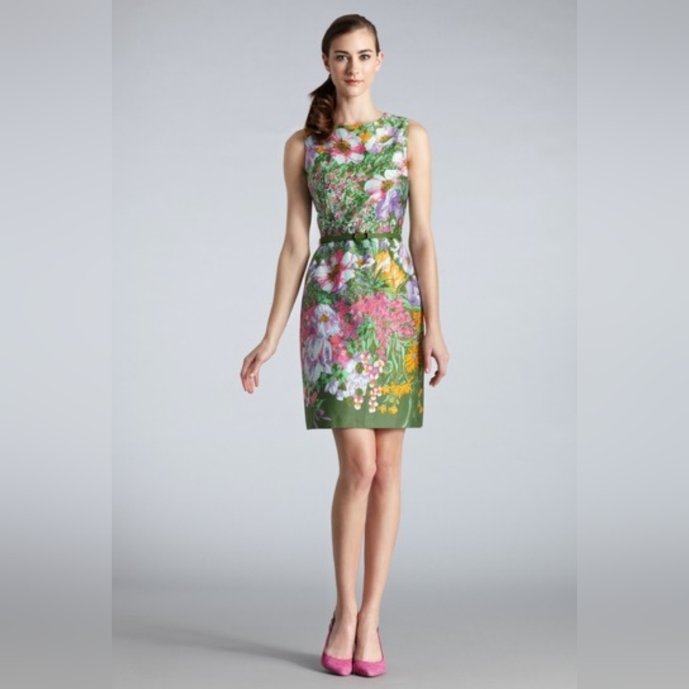 Muse Floral Sleeveless Dress - Green and Pink. Womens Sz 12. New With Tags